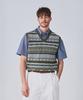 Geonjiulleunseu Grand Roque Fair Isle Cotton V-Neck Vest - Olive