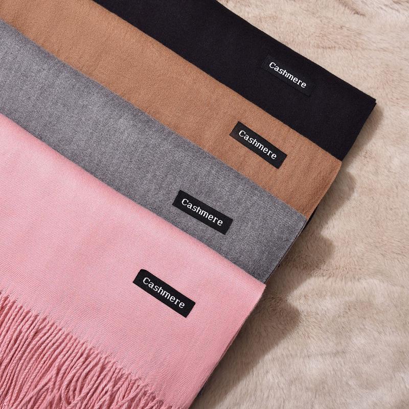 2024 Autumn/Winter Women's Solid Color Faux Cashmere Shawl & Snood Scarf Set