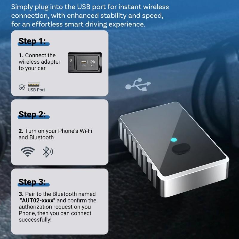 Multi-purpose CarPlay Adapter, Wired to Wireless CarPlay Converter, Car-to-phone Connectivity Converter