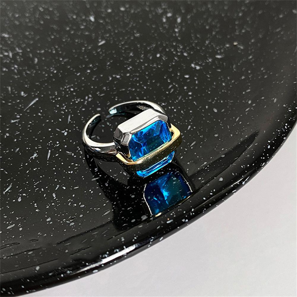 Simple square sapphire ring ins open ring feeling index finger ring