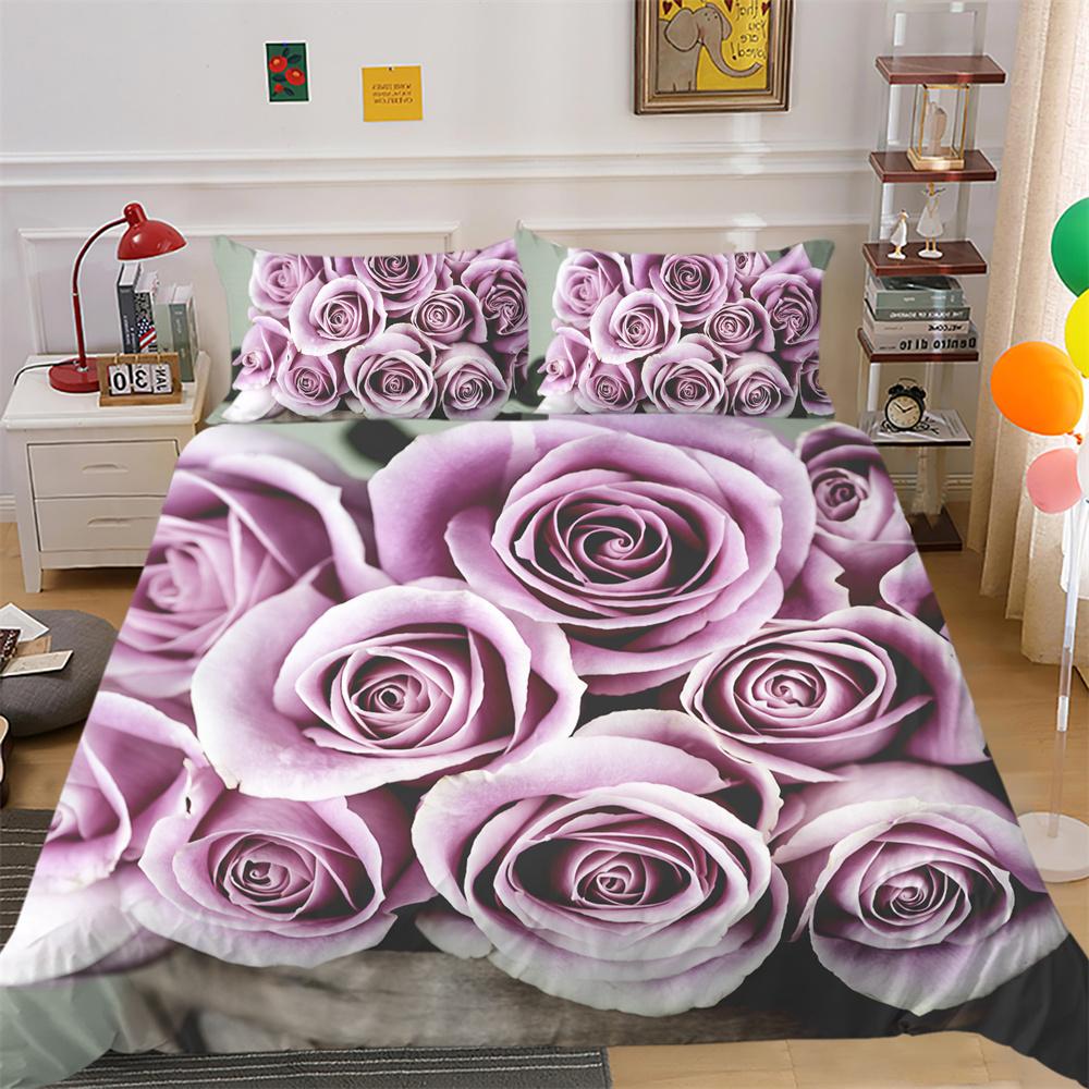 3D Flowers Printing Comforter Cover Set Twin Size Polyester Bedspreads Girl Luxury Soft Home Bedclothes