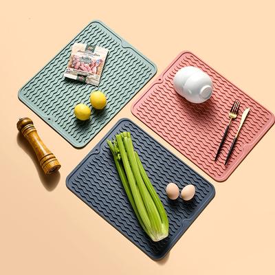 Kitchen Silicone Dish Drying Mat Heat Resistant Draining Tableware Durable Cushion Pad Dinnerware Table Mat Placemat