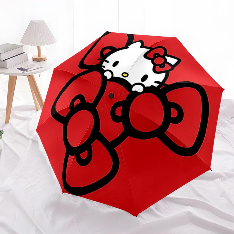 1pc Hello Kitty Automatic Opening/Closing Umbrella with Foldable Design, 8-Bone Iron Frame, Outdoor, Ideal Gift for Fans, Travelers, Daily Use, Festiv