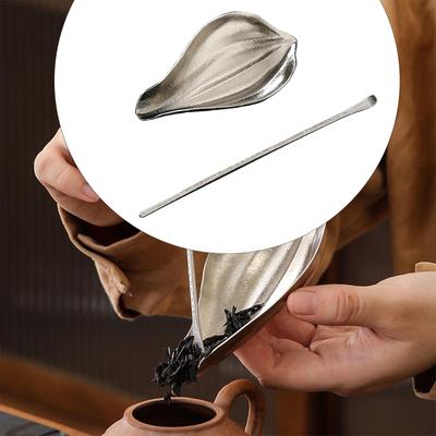 Conjunto de colher de chá e descanso prato cerimônia kung fu suporte de folhas feito à mão colher de chá para sala