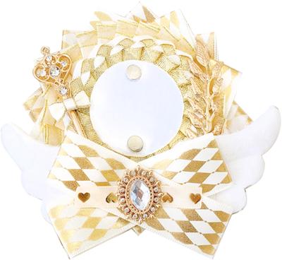 G Trigger Itasha Rosette mit Flügeln für Ansteckbuttons, Engelsdesign, 57 mm und 58 mm, Perfekt für Itasha Taschendekorationen, Handgefertigte Rosette mit Band,