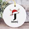 Baby's Christmas Ornament Personalized Initial with Name Ceramic Bauble Gift for Newborn Present for Baby Custom Xmas Decoration
