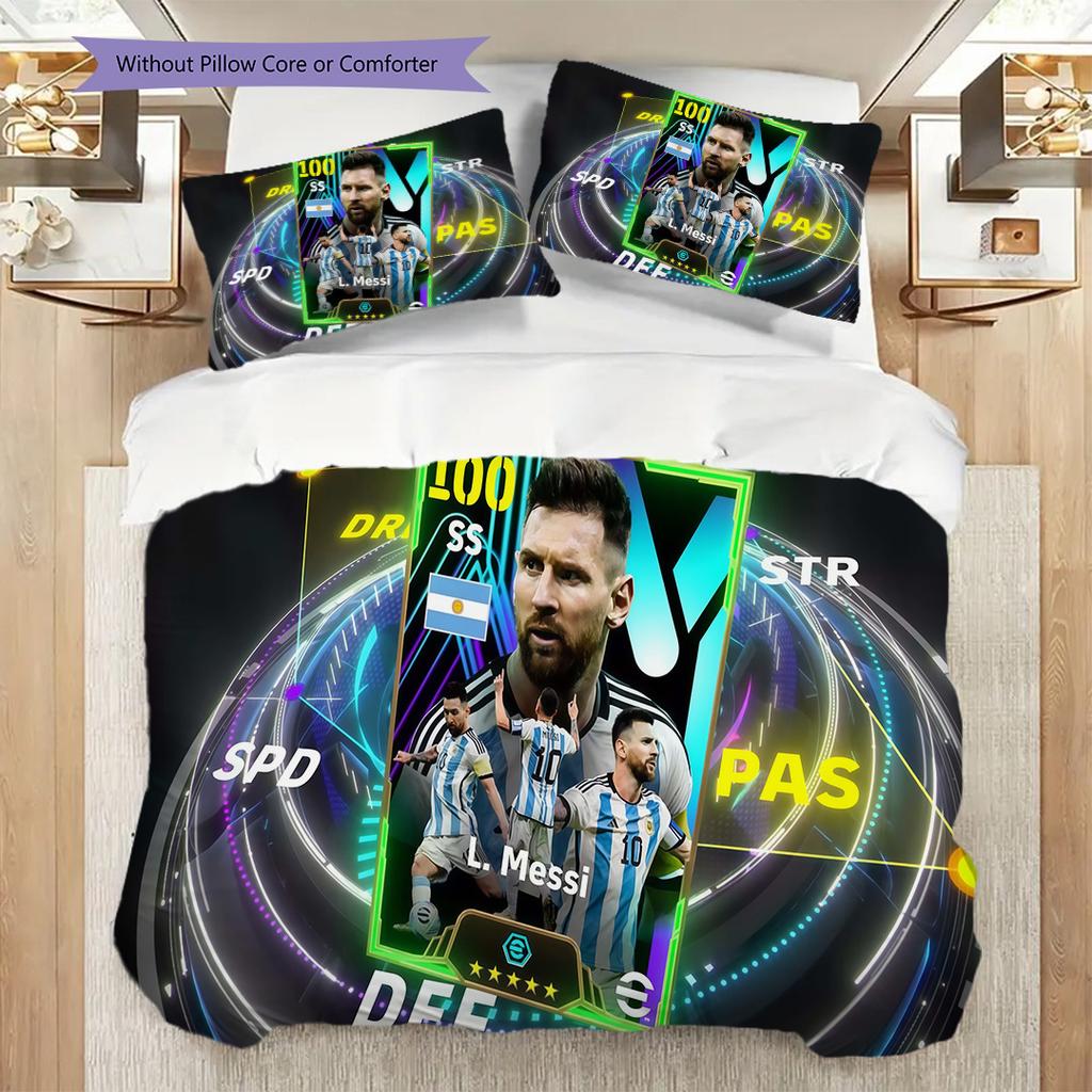 Ronaldos Legacy Football Three-piece set (1 * duvet cover + 2 * pillowcase, without core) 2D Flat Duvet cover and pillowcase Soft and comfortable