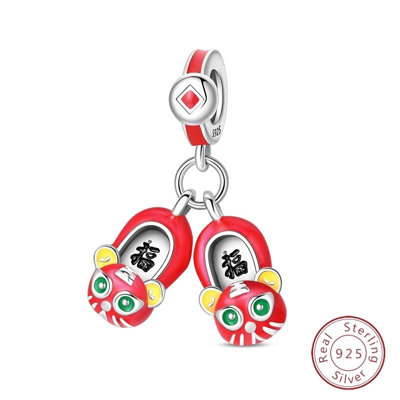 Original Luminous Charms Copper Fixed Clamp Beads Flower Fairy New Year'S Pendant Fit Bracelet Women Jewelry Gifts