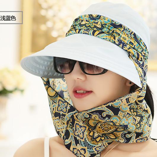Hat Women's Summer Foldable Summer Sun Hat Outdoor Cycling Big Edge Face Cover Sun Hat