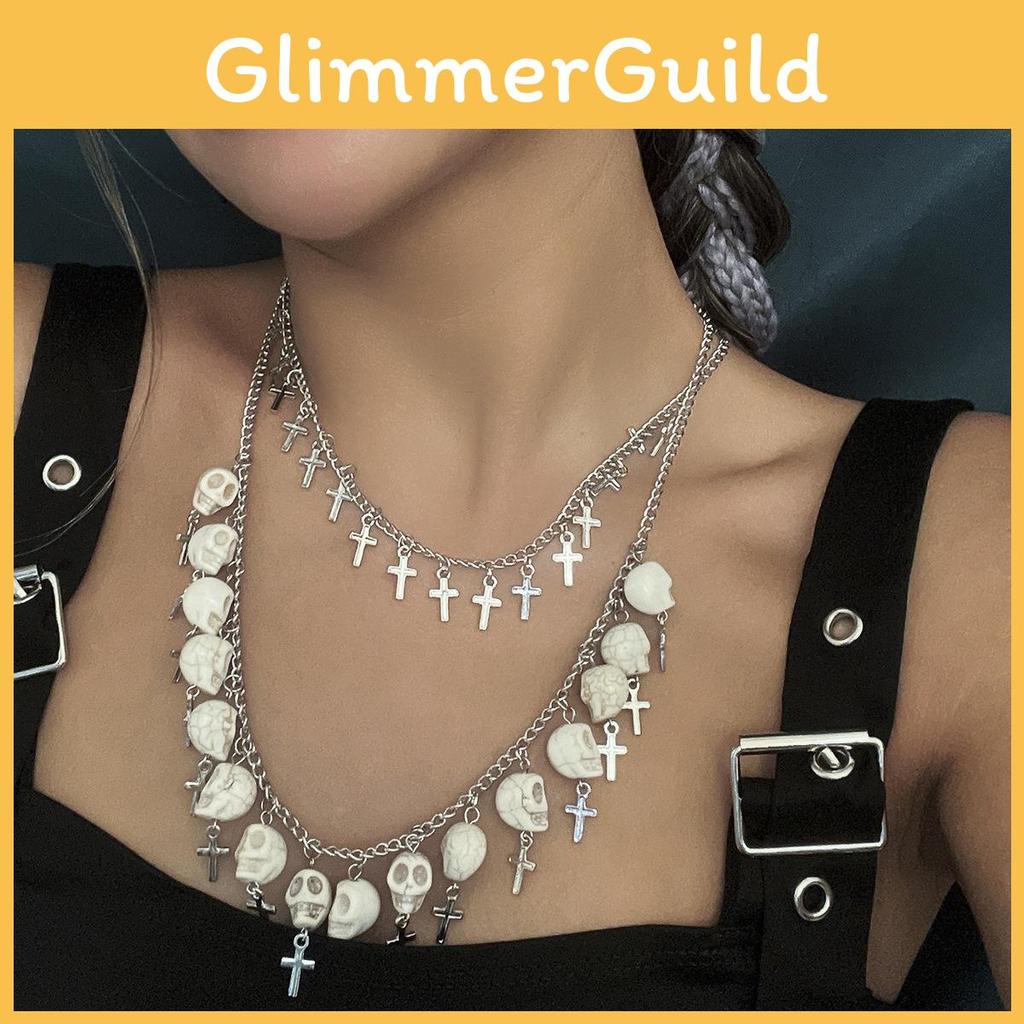 Skull Halloween Cross Jewelry Electroplated Alloy Pendant For Accessory Costume