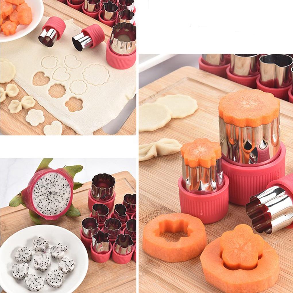 12pcs Rustproof Wear-resistant Baking Mould Biscuit Mold Reusable Vegetable Shape Sculpture Tools with Plastic Shell