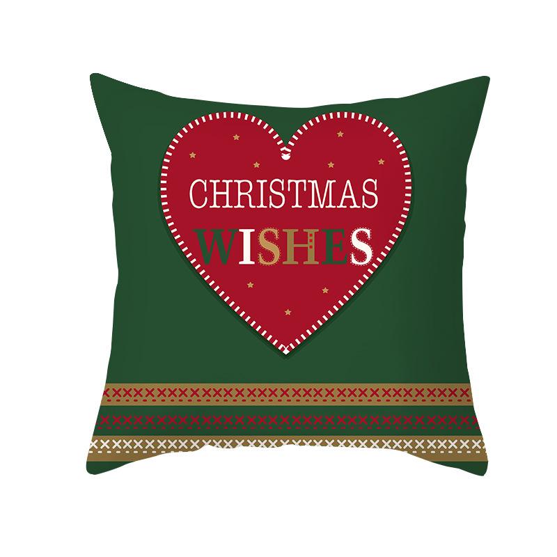Home Products Christmas Cushion Cover Cartoon Letter Print Peach Skin Cushion Cover