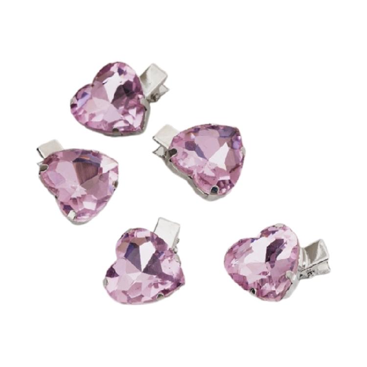 5 Pcs Lovely Pink Heart Hair Clip Crystal Hairpins Barrettes Hair Accessory 1