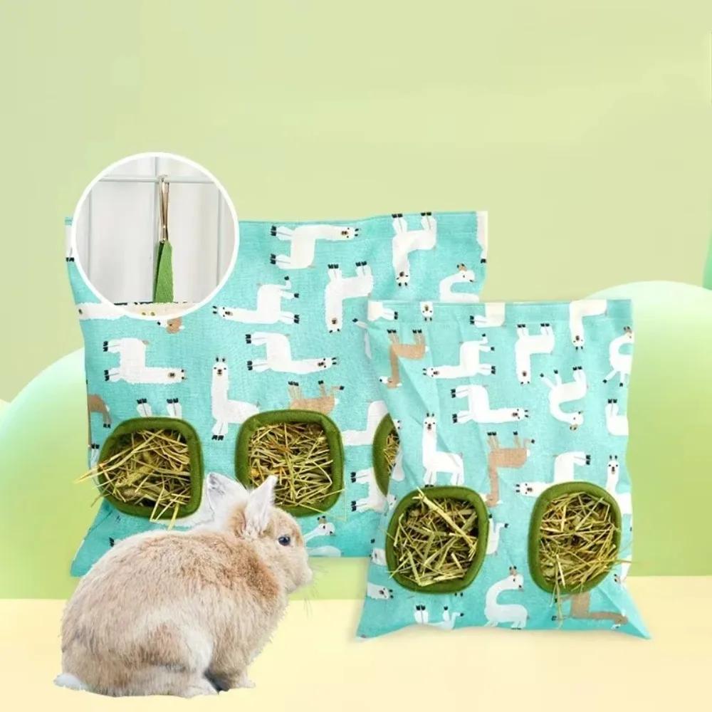 Hanging 2/3 Holes Hay Bag for Bunny Guinea Pigs Small Animal Feeder Rabbit Food Dispensers Bag Cage Accessories Pet Feeding Bag