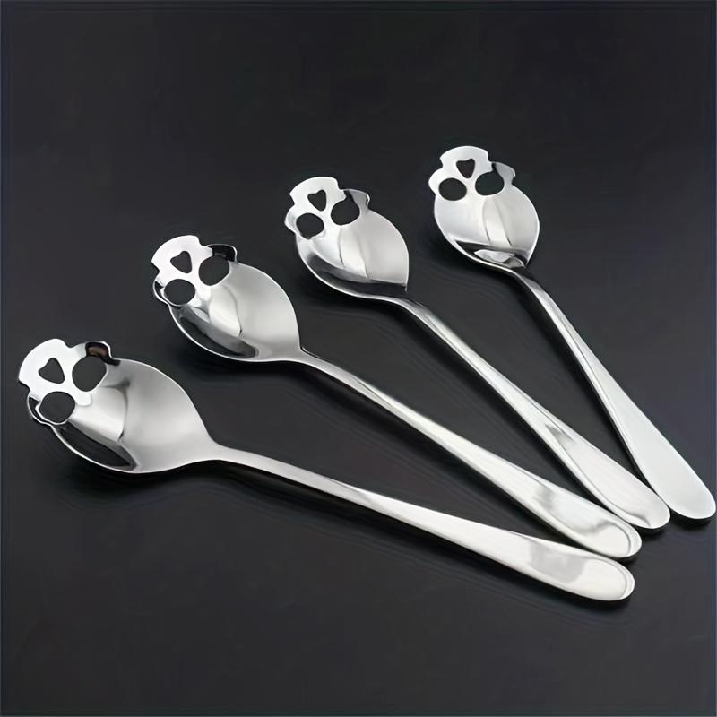 Halloween Spoon,Stainless Steel Skull Head Spoon with Hole,Multifunctional Kitchen Spoon,Halloween Decorative Spoon
