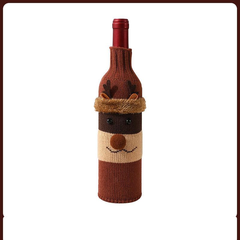 

Рождественский Набор Чашек Украшение Набор Бутылок Красного Вина Мультяшный Вязаный Пожилой Снеговик Набор Красного Вина Рождественское Украшение для Атмосферы Ресторана Knitted elk