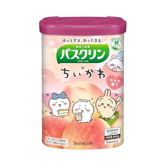Bathclin [Medicated Bath Salts] Peach Scent Chikawa Design Powder Bath Salts 600g (approx. 20 servings)