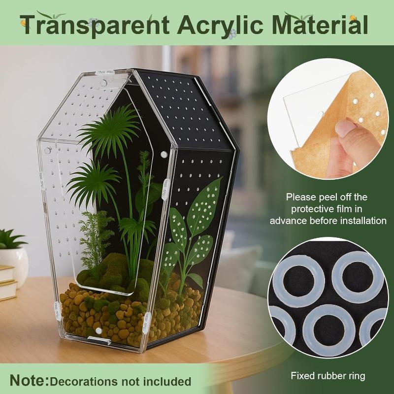 Acrylic Reptile Feeding Box Spider Lizard Palace Breeding Box High Transparency Visual Ventilation Ecological Tank