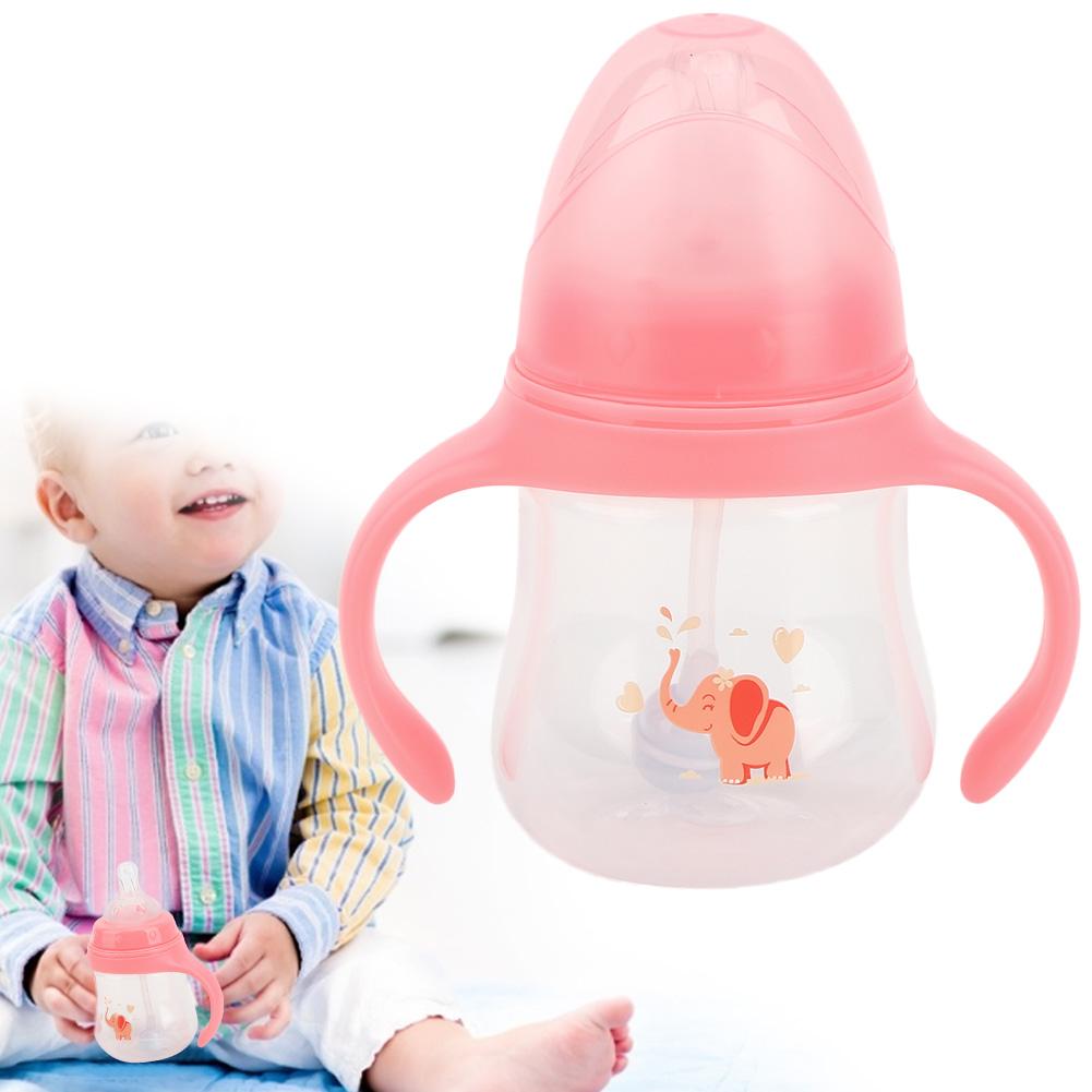 Dětská láhev, dětský hrnek s výsuvnou láhev na kojení, láhev na pití mléka pro děti, růžová