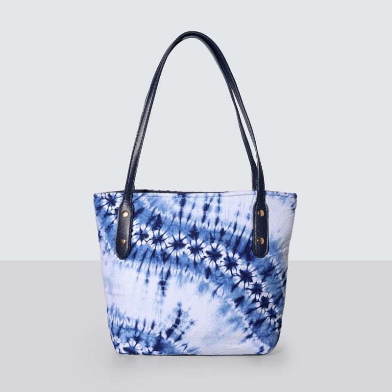 Borsa Tote Tinta a Mano Stile Etnico, Borsa a Mano/Spalla di Grande Capacità per Donna