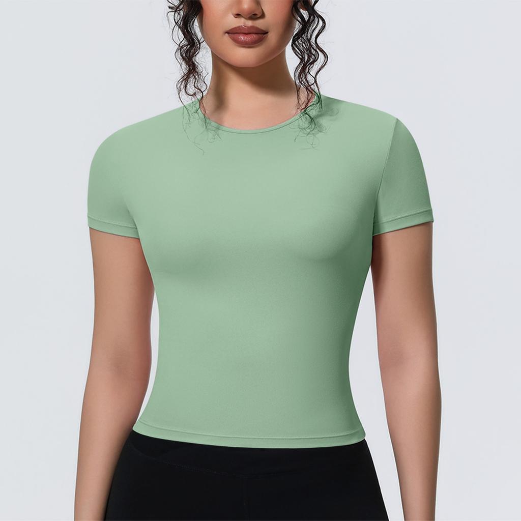 New-style Sports-inspired, Figure-hugging, Short-sleeved, Breathable Yoga T-shirt for Running, Training and Fitness – Women’s Top