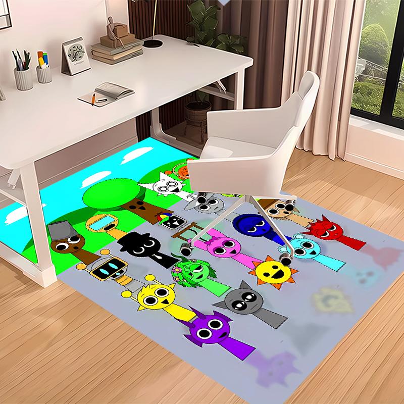1pc Sprunki Game2 Print Area Rug - Soft, Washable Non-Slip Indoor Mat for Office Chairs, Living Room, Home Office Decorative Rug