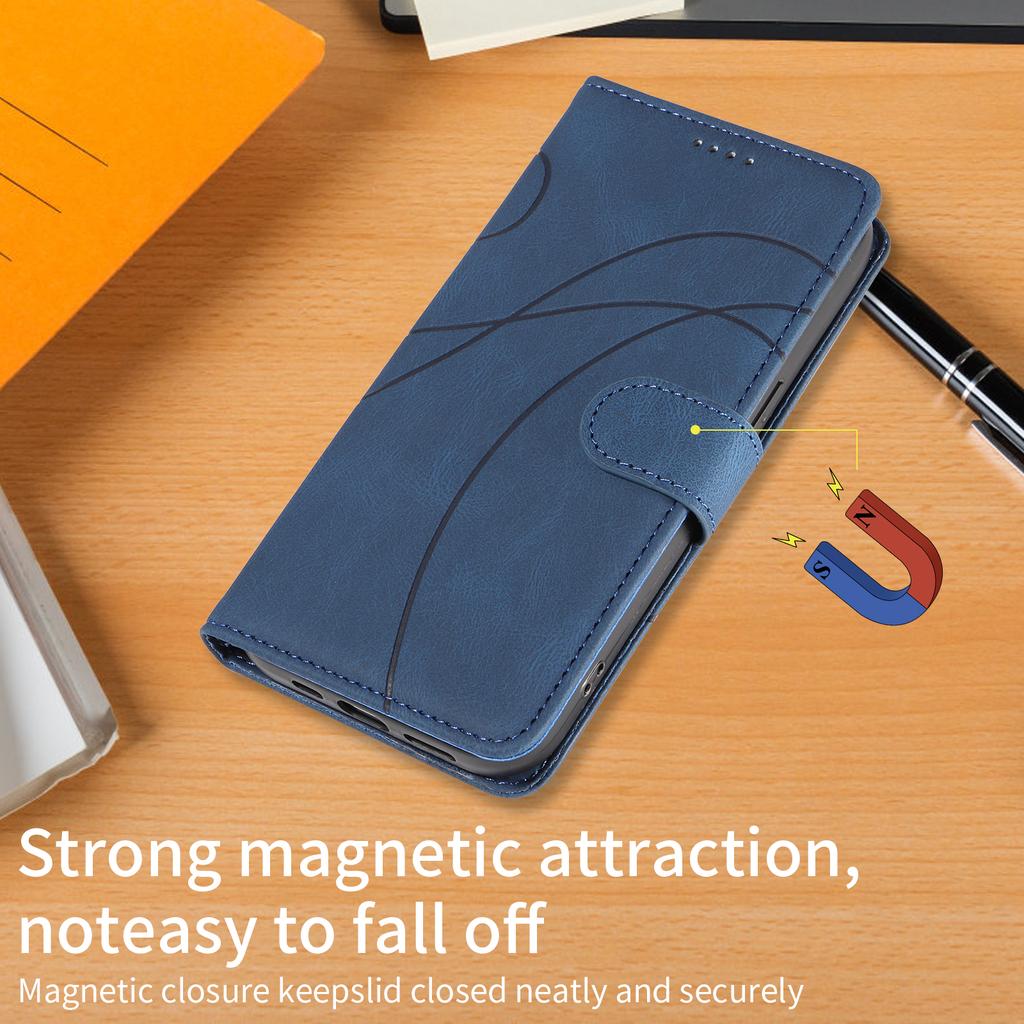 For Xiaomi Redmi 15 5G (Global) (169mm) Wallet Case Leather Phone Cover Stand with Curved Line Design