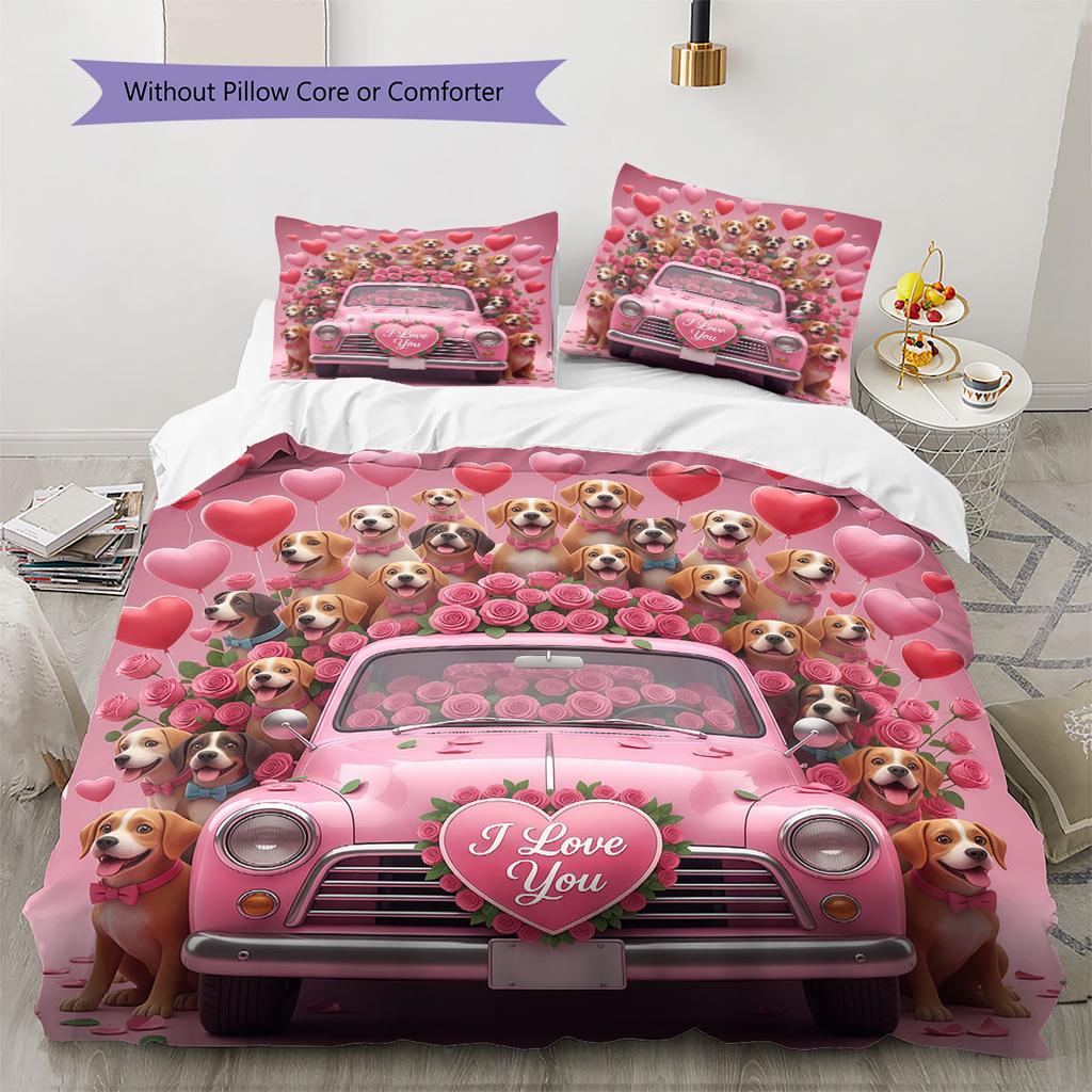 Trucks animals Pattern Bedding Quilt Set Quilt Cover Pillowcase Home Decoration Birthday Gift (1 * duvet cover + 2 * pillowcase, without core)