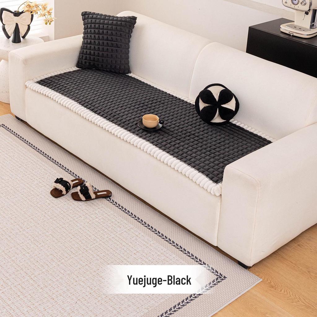 2025 New Winter Plush Thick Leather Non-Slip Sofa Cushion Cover