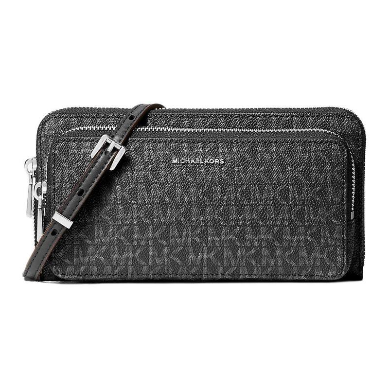 MICHAEL KORS Jet Set Signature Logo Print Coated Canvas Crossbody Shoulder Bag Large Women s Black чёрный