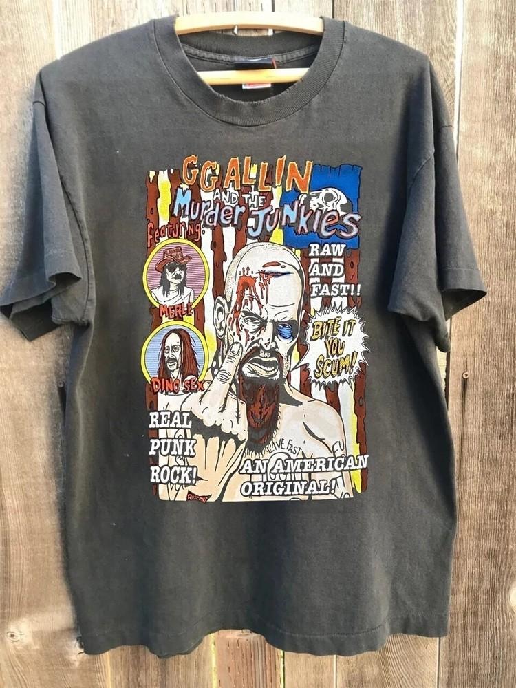 GG Allin Cartoon Basic Black Short Sleeve Unisex T shirt Reprint S-5XL Unisex T-Shirt S