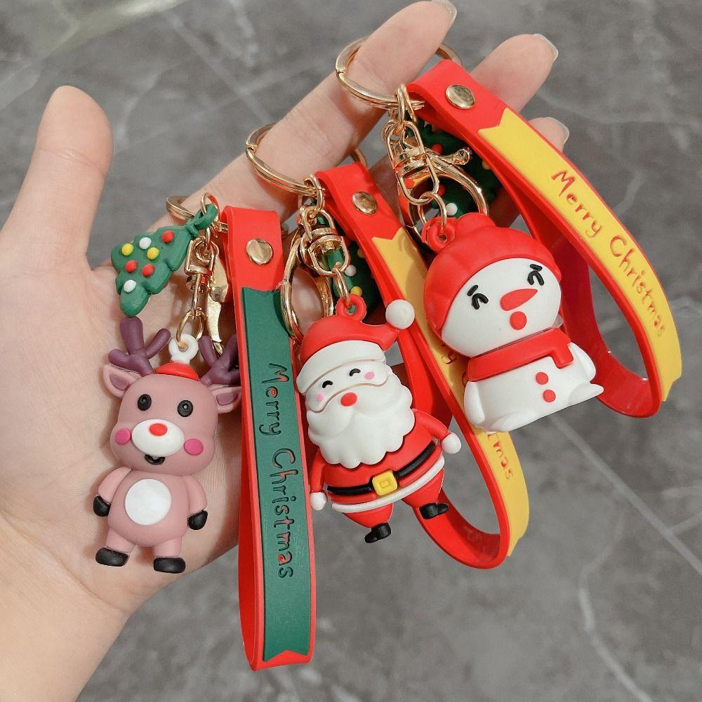 Decoration Small Pendant Santa  Key Fob Christmas Keychain Bag Charm Key Chain Car Key Ring