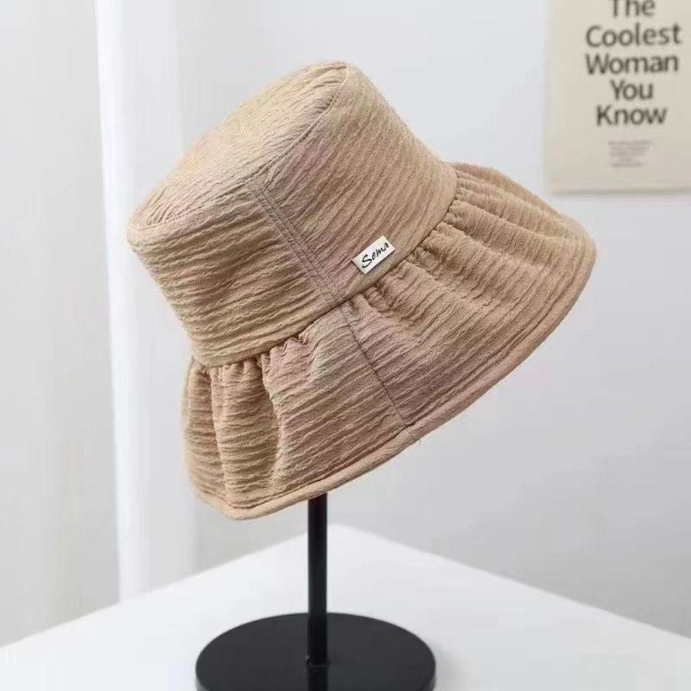 Solid Color Panama Hat Wide Brim Visor Hat Foldable Fishermen Cap  Women