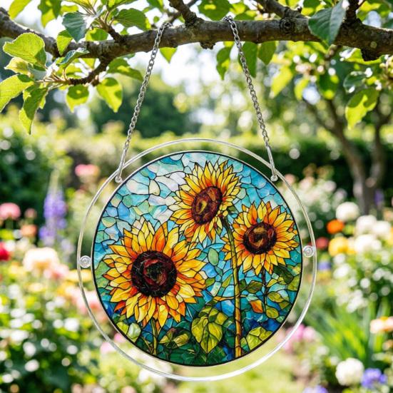 Acrylic Jigsaw Puzzle Suncatcher Colorful Stained Glass Style Sun Catcher DIY