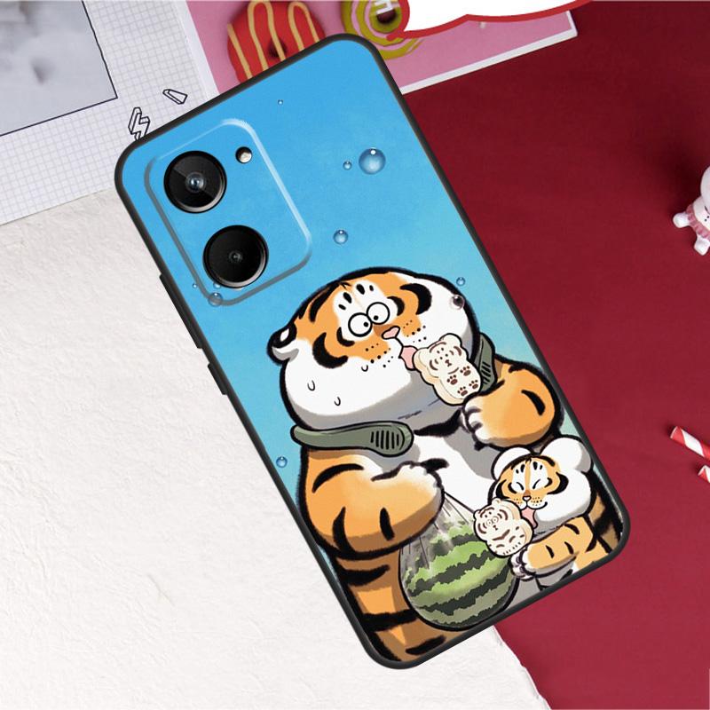 

Cartoon Fat Tiger For Realme 14 10 11 12 13 Pro Plus C65 C67 C63 C61 C55 C51 C53 C35 C75 GT6 GT7 15 Pro Case Realme 10 Pro Plus