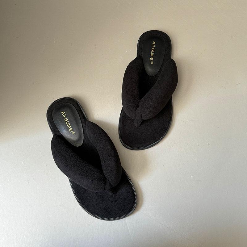 Fashion 2025 New Female Summer Beach Slides Flip Flops Fashion Flock Women Flats Slippers Round Toe Ladies Flats Slippers Sandals Shoes