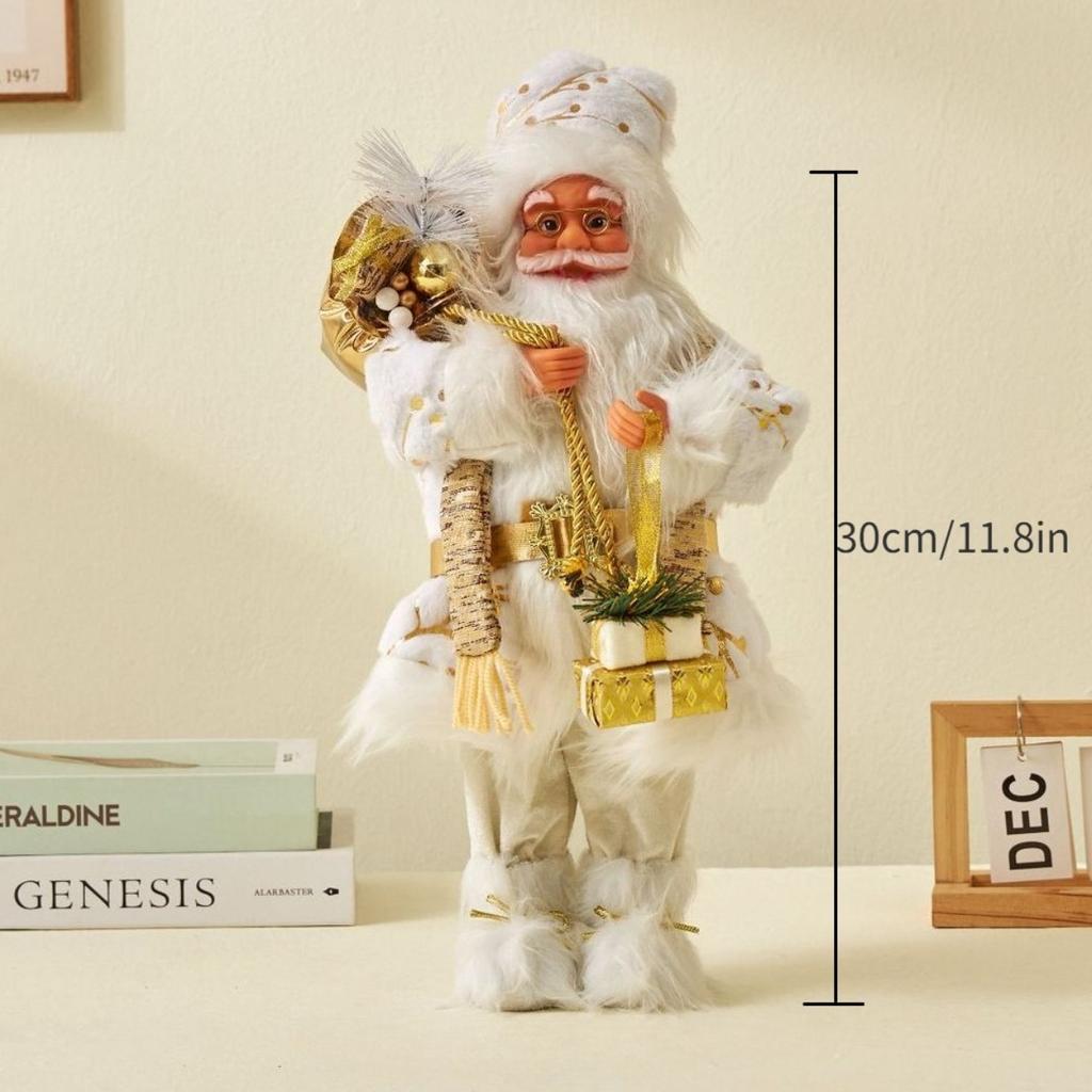 Santa Claus Ornament - Classic Variety of Designs, Holding a Gift or Welcome Sign) - Heavy Duty Base Indoor and Outdoor Home Gar