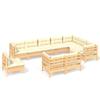 Vidaxl 10-Cz. Garden Lounge Set, Cream Cushions, Pine