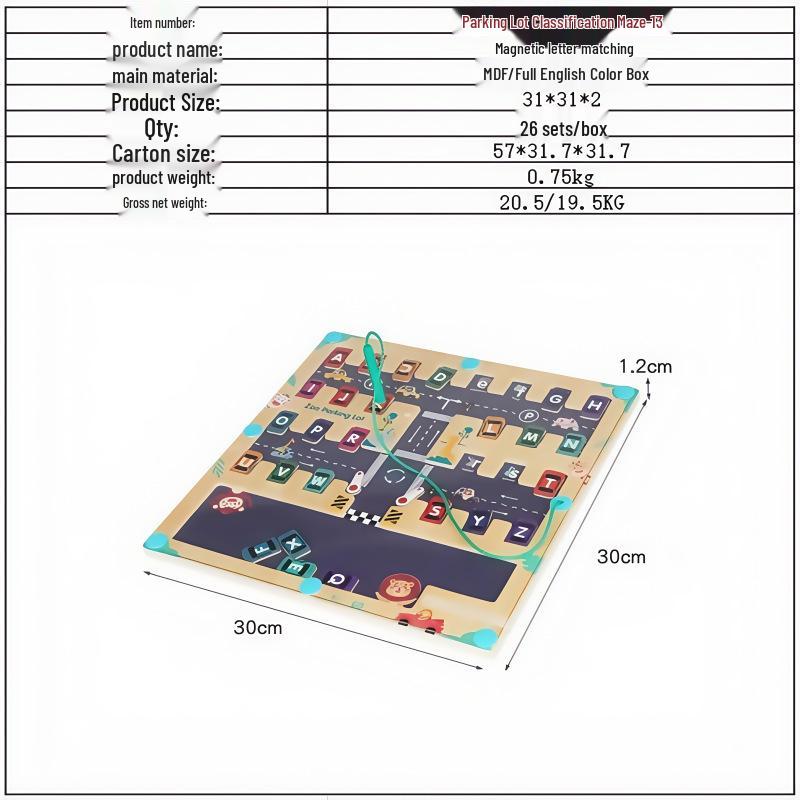 Magnetic Maze Car Parking and Alphabet Game for Spelling and Recognition