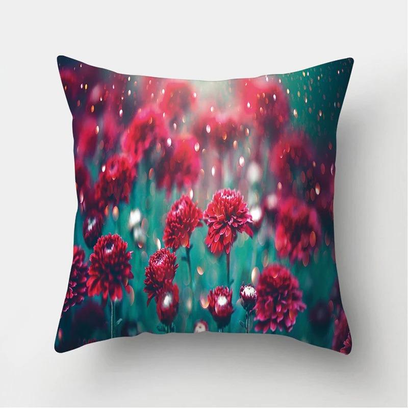 Pink Rose Pattern Pillowcase Office Living Room Home Pillowcase Car Ornaments