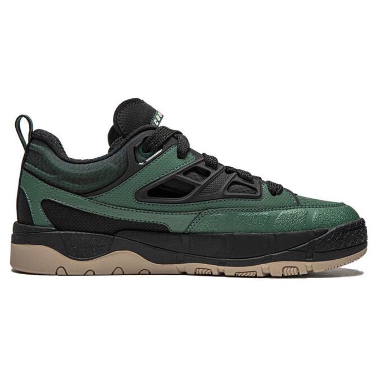 Baskets basses antidérapantes absorbant les chocs Li Ning Série CF Su Yu 3 SS pour homme Noir Vert AGLU063-2