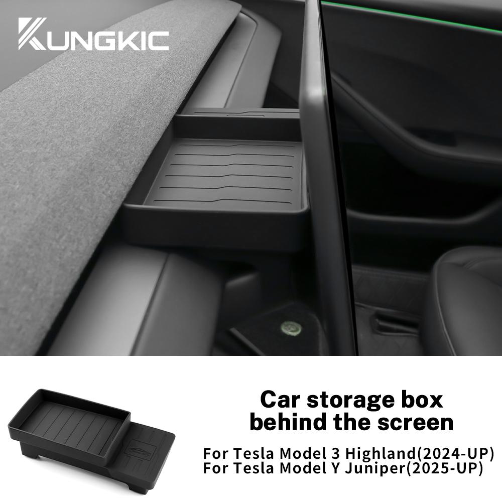 Silicone Behind Screen ETC Storage Box Dashboard Organizer Tray Interior Accessories for Tesla Model 3 Highland 2024 2025 2026