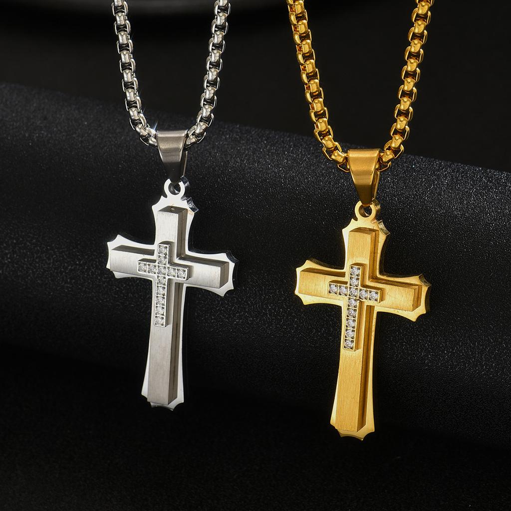 European and American Personality Niche Jewelry Accessories Double Cross Pendant Necklace