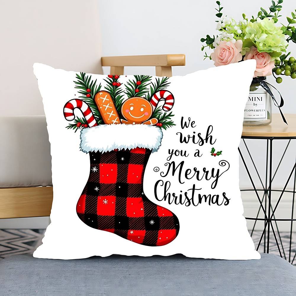 2026 Christmas Pillow Case Throw Pillow Cover Nordic Vintage Style Cushion Covers Home Living Room Sofa Couch Seat Decor