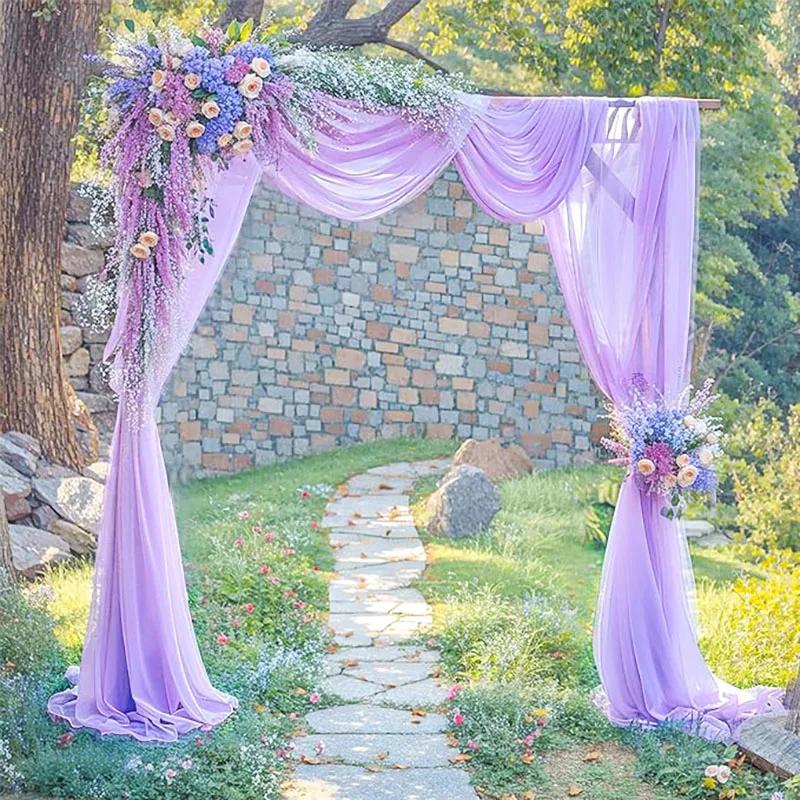 Tessuto Drappeggio Arco Nuziale Drappeggi Arco Trasparenti Chiffon Borgogna Tenda da Esterno Sfondo per Cerimonia Nuziale Festa Decorazione Soffitto