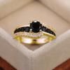 Popular, set with black zircon ring, fashionable OL women's holiday gift jewelry
