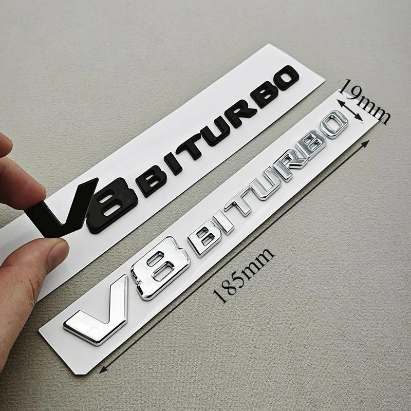 3D ABS Chrome Logo V8 BITURBO Emblem Car Fender Side Badge Decal For Mercedes Benz AMG C63S C63 E63 G63 G500 Sticker Accessories