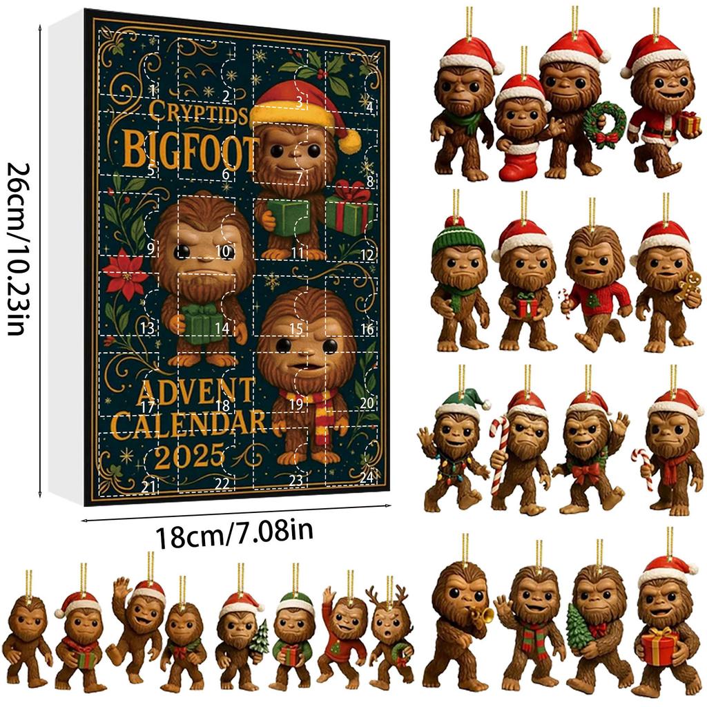 Christmas Countdown Blind Box Bigfoot Pendant, Mysterious Creature Collector's Gift Box, Christmas Tree Pendant