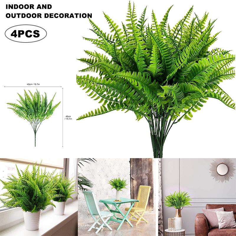 Artificial Boston Fern Hassle Free Lifelike Artificial Shrubs Stems for House Plastic Outdoor