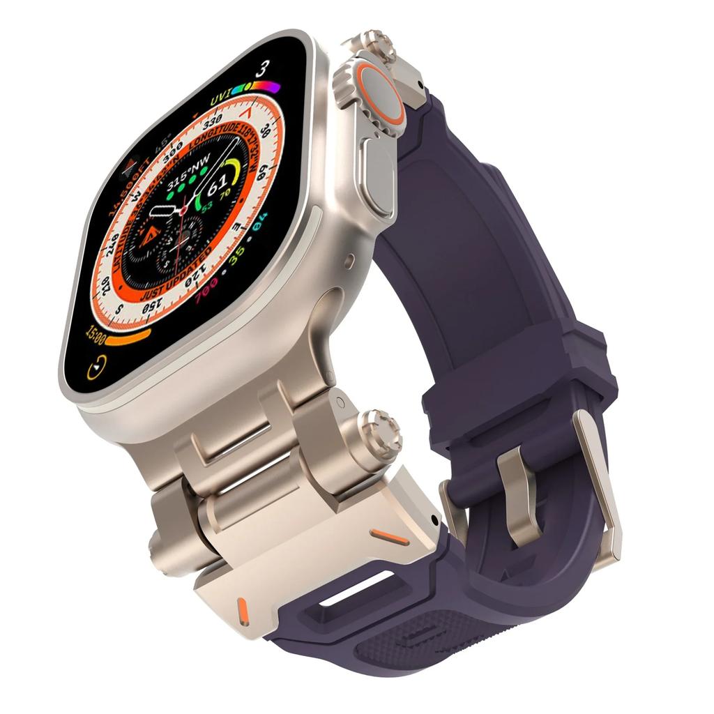 Silicone Strap for Apple Watch Strap Ultra 3 49mm 46 45 44 42mm Titanium Color Sports Watch Band for IWatch 11 10 9 87 6 5 4 SE3
